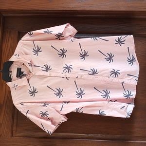 Men's short sleeve button down shirt, tropical design, size XL